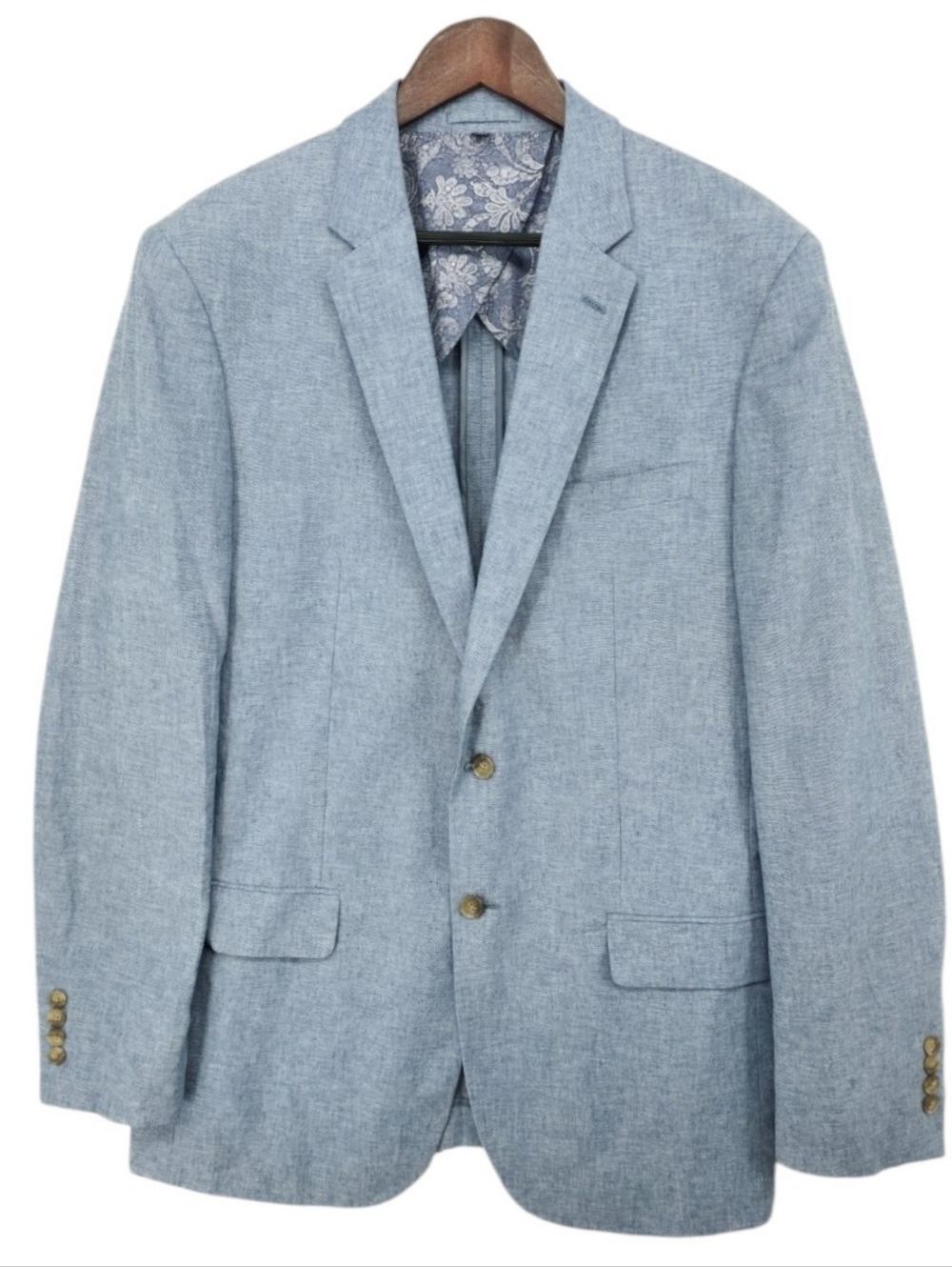 Jos A Bank 42L Tall Slim Fit Linen Blazer Light Blue Mens Lightweight Sport Coat